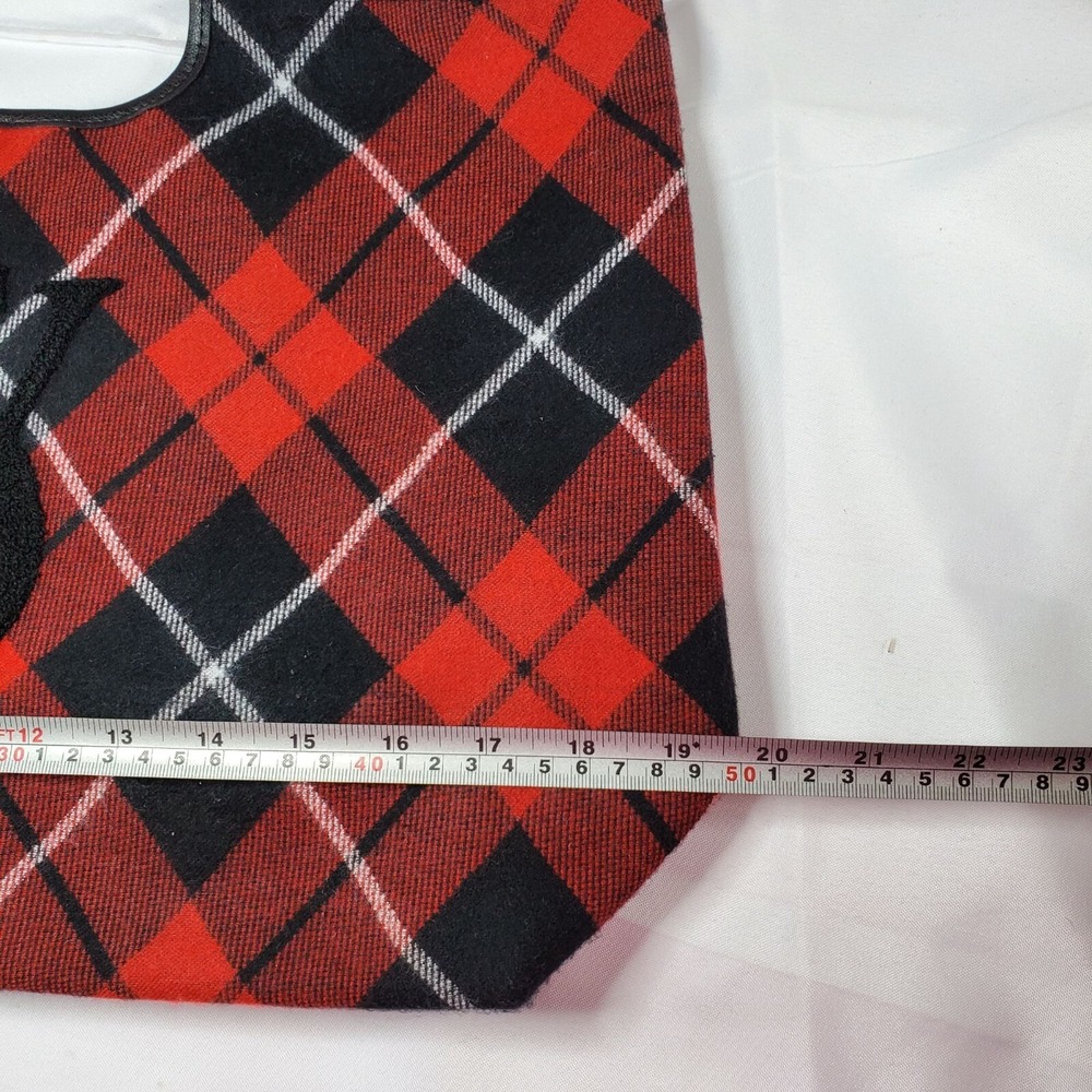 Victorias Secret Red & Black Tartan Plaid Tote Bag VS Logo Hobo 19.5" x 12" - Picture 6 of 9